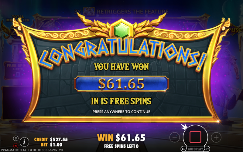Gates of Olympus — free spins total win