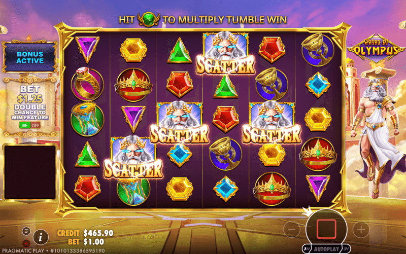 Gates of Olympus — scatter symbols on the reels