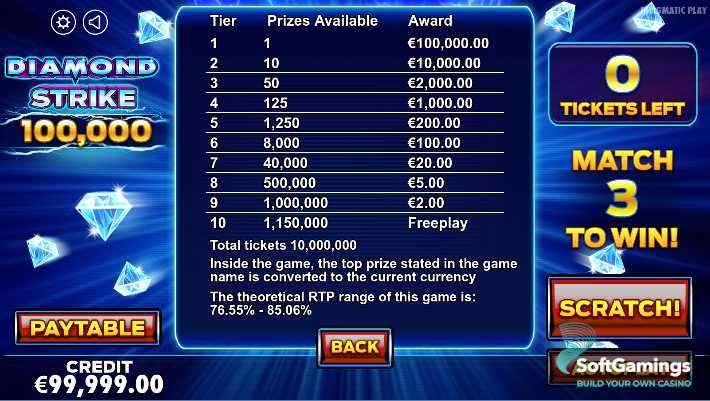 Diamond Strike Scratchcard Diamond Strike Scratchcard