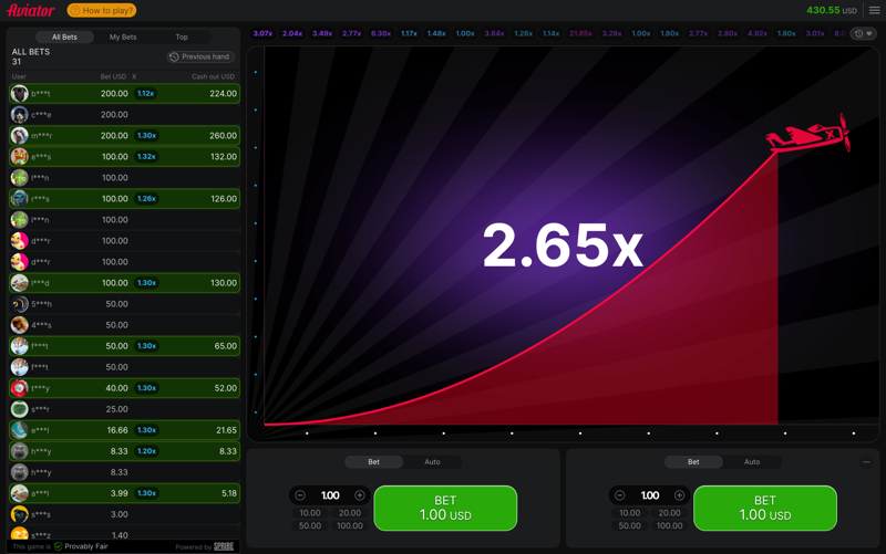 Aviator — base gameplay screenshot
