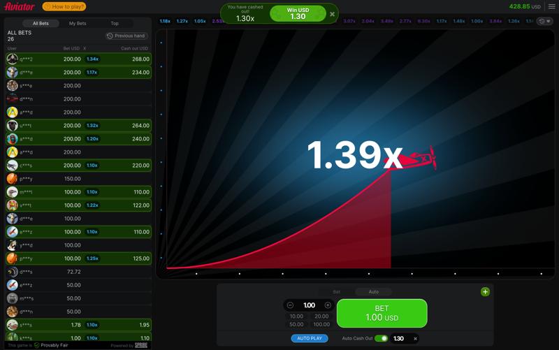 Aviator — provably fair winning round