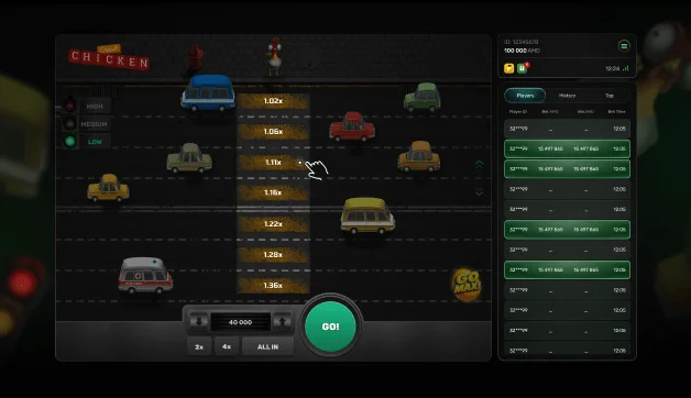 Chicken Crash — winning combination