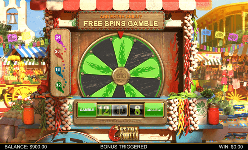 Extra Chilli Megaways — free spin gamble feature