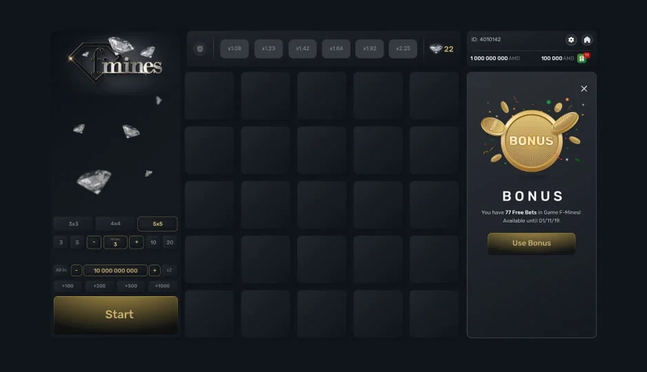 F-Mines — winning combination F-Mines — winning combination