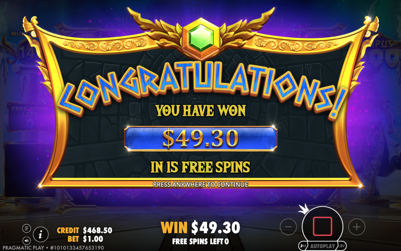 Gates of Olympus 1000 — free spins win total