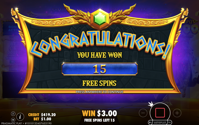 Gates of Olympus 1000 — free spins total win