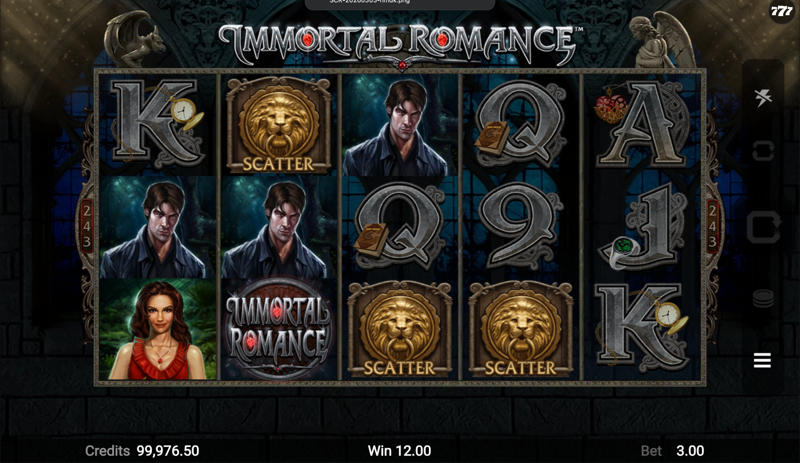 Immortal Romance — scatter symbols on the reels