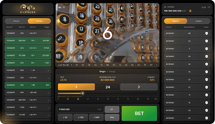 Keno Express — base gameplay screenshot