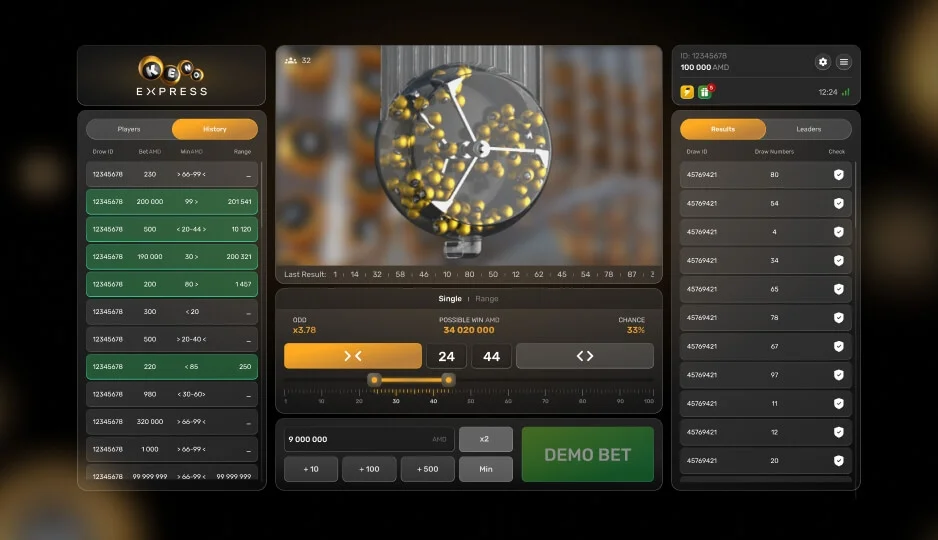 Keno Express — winning combination