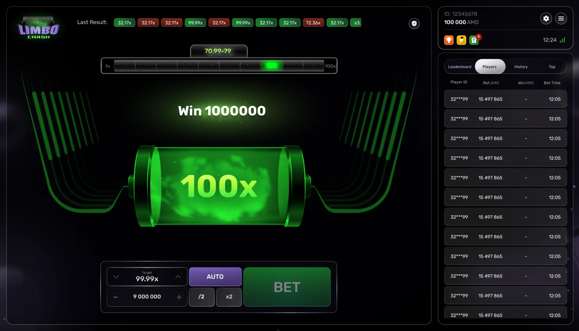 Limbo Crash — winning combination