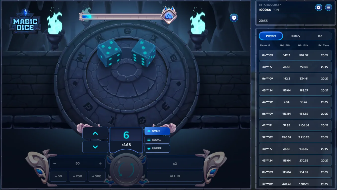 Magic Dice — winning combination