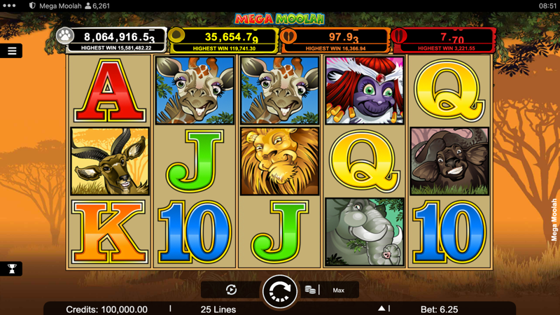 Mega Moolah — base gameplay screenshot