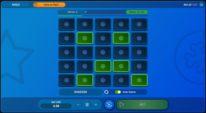 Mines — auto game mode