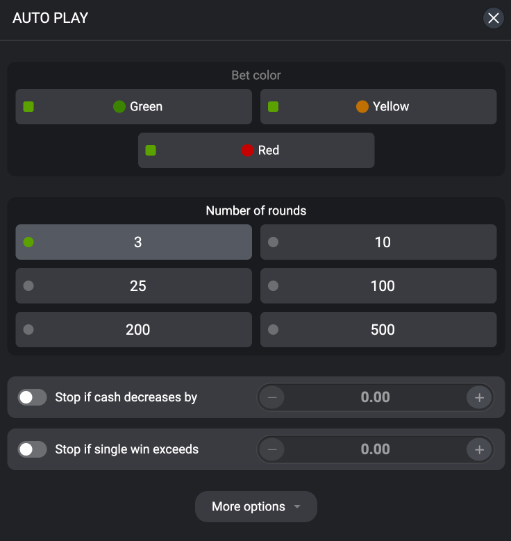 Plinko — auto play settings