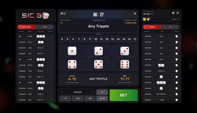 Sic Bo — winning combination