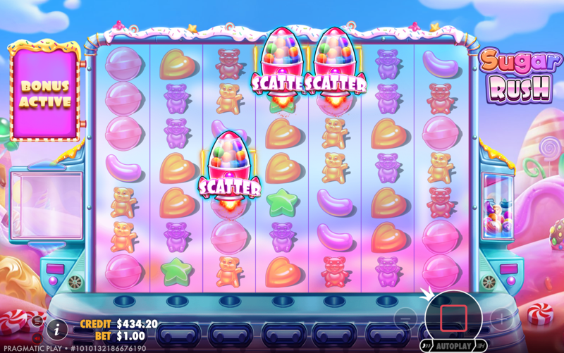 Sugar Rush — scatter symbols on the reels