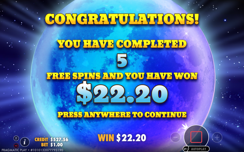 Wolf Gold — completed free spins results