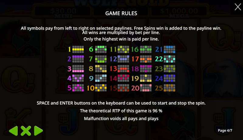 Wolf Gold — payline patterns