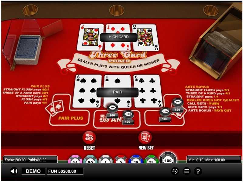 Play Three Card Poker by 1x2gaming