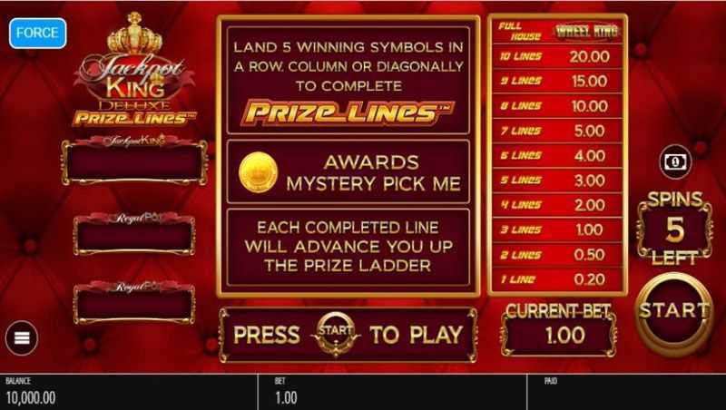 Play Jackpot King Prize Lines by Blueprint