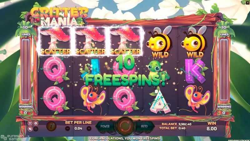 Play Critter Mania by Eurasian Gaming