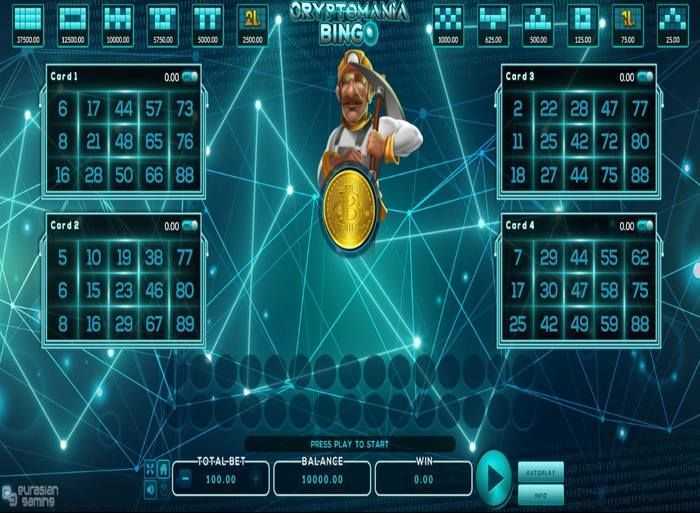 Play Cryptomania Bingo by Eurasian Gaming