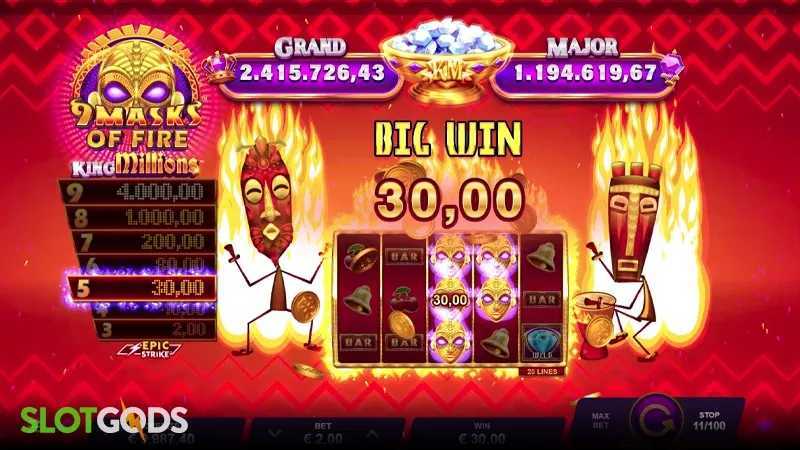 Slot 9 Masks Of Fire King Millions