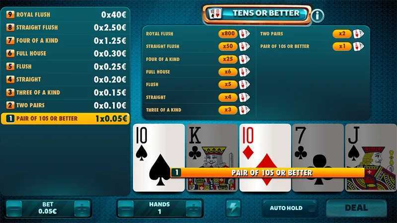 Play Tens or Better Power Poker by Games Global