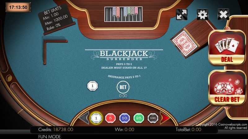 Play Blackjack 21 Surrender by Gamesos