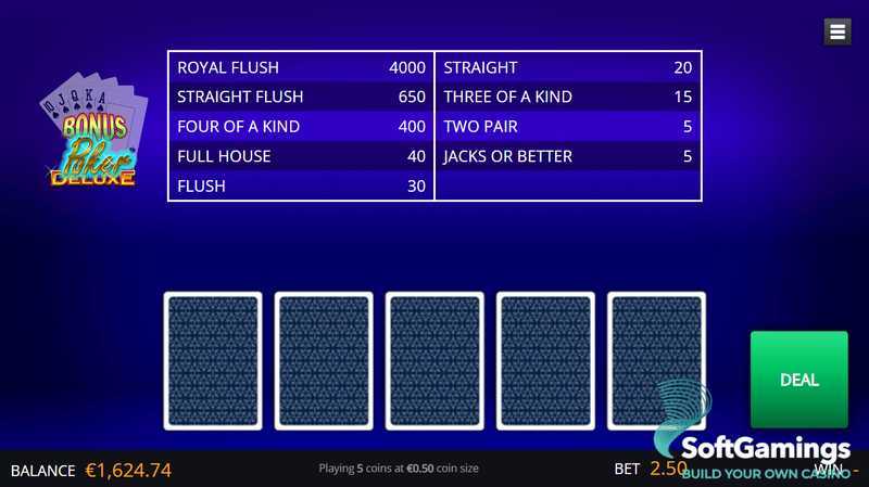 Play Bonus Poker Deluxe by Genii