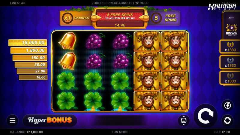 Play Joker Leprechauns Hit 'n' Roll by Kalamba Games