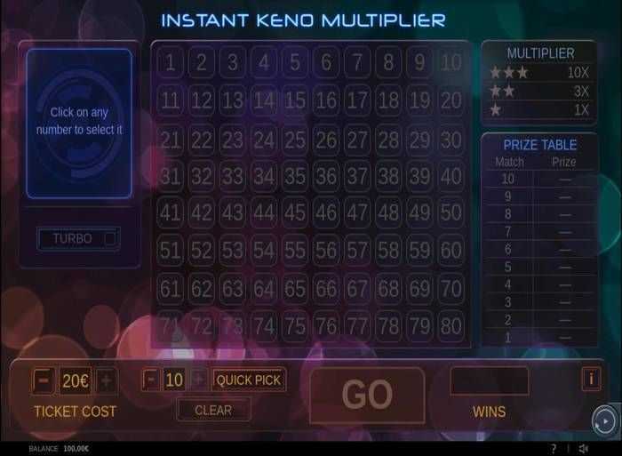 Play Instant Keno Multiplier by Neogames