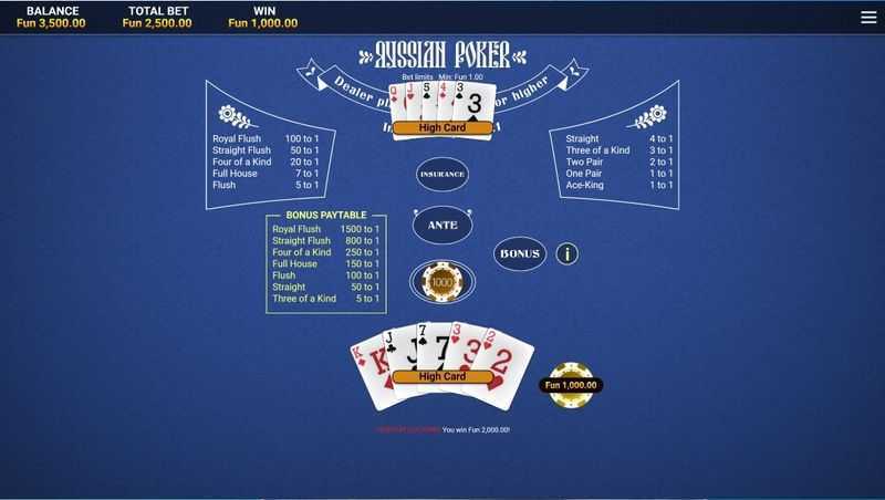 Play Russian Poker by Onetouch