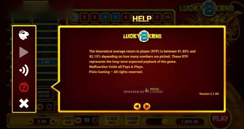 Play Lucky 8 Keno by Pixiu Gaming