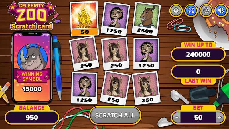 Slot Celebrity Zoo Scratch Card