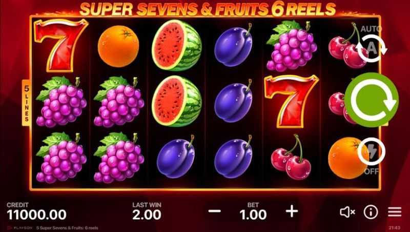 Play 5 Super Sevens and Fruits: 6 Reels by Playson