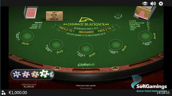 Play Cashback Blackjack by Playtech