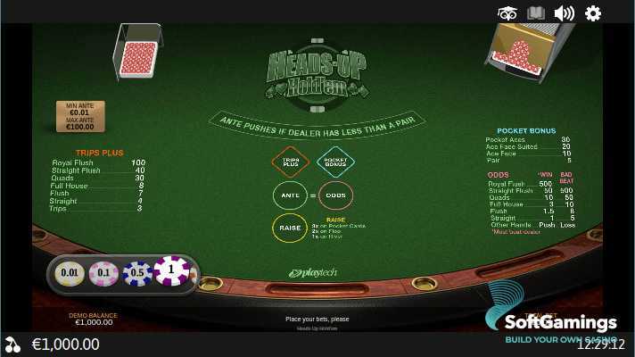 Play Heads Up Hold' em by Playtech