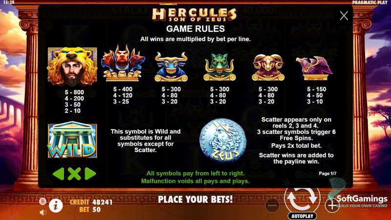 Play 50 Nights of Hercules by Probability Gaming