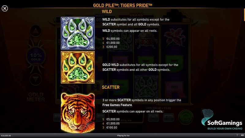 Play Gold Pile Tigers Pride by Rarestone Gaming