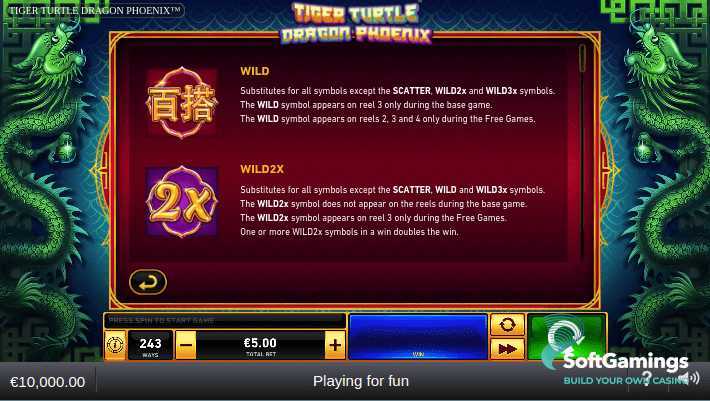 Play Tiger Turtle Dragon Phoenix by Rarestone Gaming
