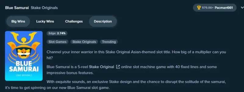 Play Blue Samurai by Stake Originals