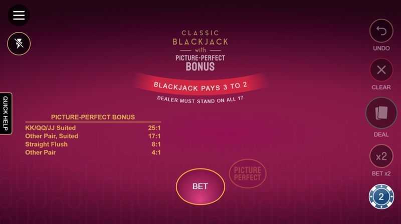 Play Classic Blackjack with Picture-Perfect Bonus by Switch Studios