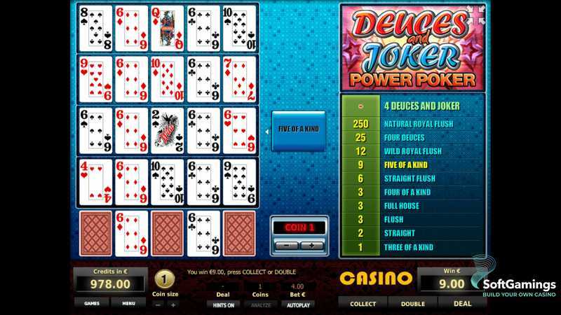 Play Deuces and Joker 4 Hand Poker by Tom Horn Gaming