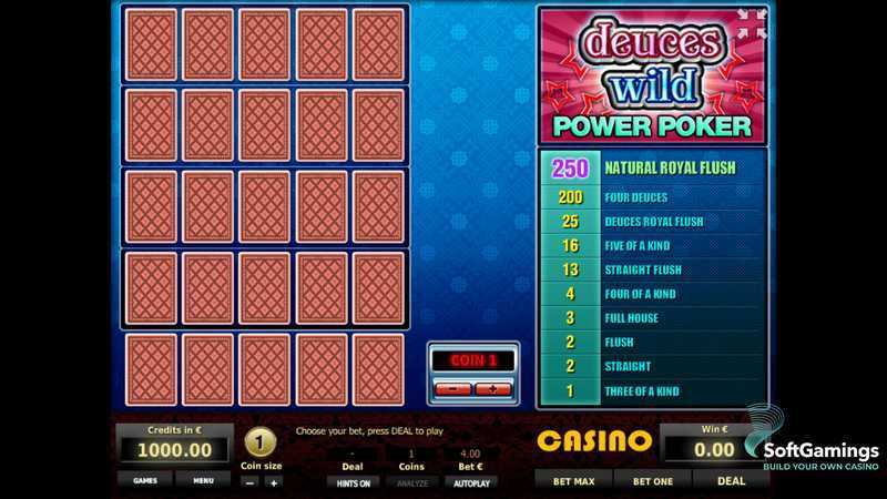 Play Deuces Wild Poker 4 Hand by Tom Horn Gaming