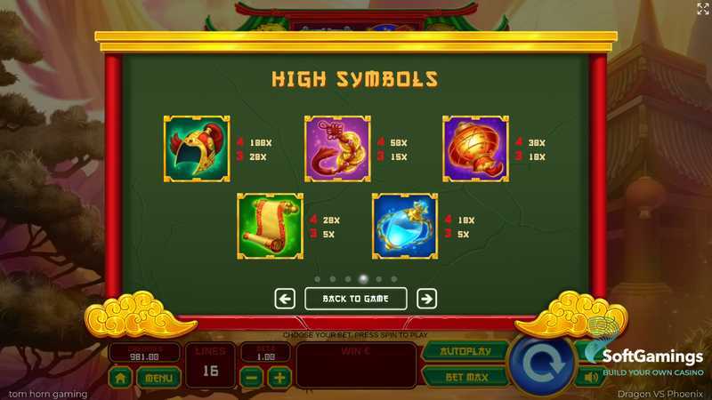 Play Dragon vs Phoenix by Tom Horn Gaming