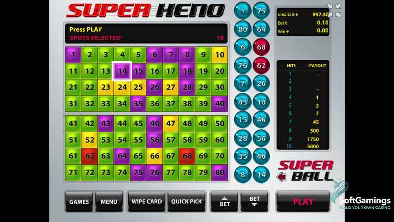 Play Super Keno by Tom Horn Gaming