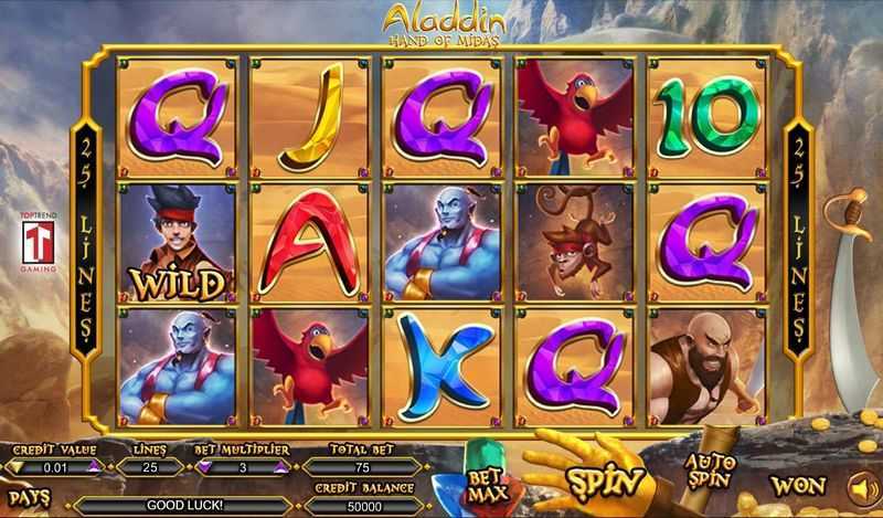 Play Aladdin Hand Of Midas by Top Trend Gaming