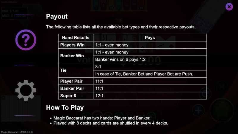 Play Magic Baccarat by Wizard Games